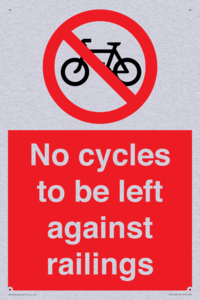 No cycles to be left against railings